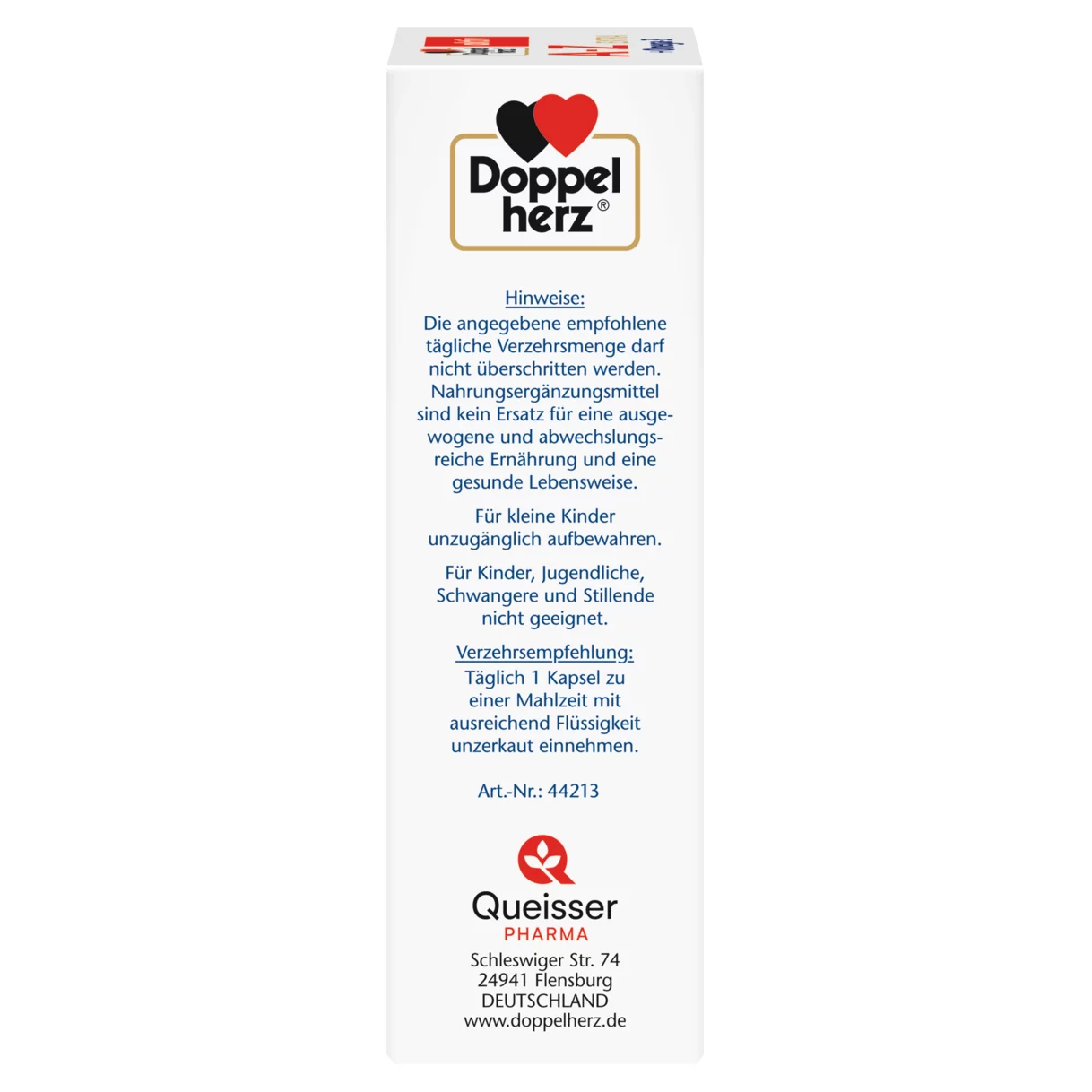 Abbildung der Produktverpackung Doppelherz aktiv A-Z + Omega-3 Seitenansicht links